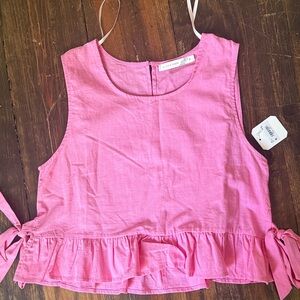 altar’d State pink ruffle tie sleeveless nwt top M